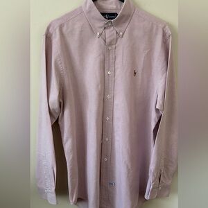 RALPH LARUEN Blue Label Men’s Pink Long Sleeve Button Down Pony Logo‎ Size 16 34